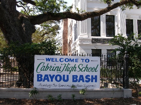 Cabrini High School (on Moss Street in Faubourg St. John) meets the Bayou.