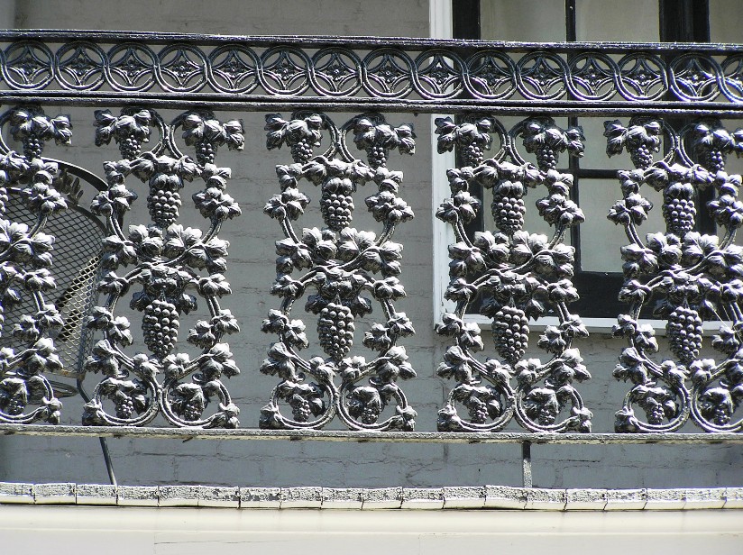Detail of balcony ironwork, a part of the iconic architecture of New Orleans.