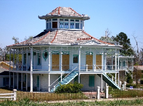 Doullut Steamboat house, just behind the Mississippi River levee in the Holy Cross neighborhood, Lower Ninth Ward.