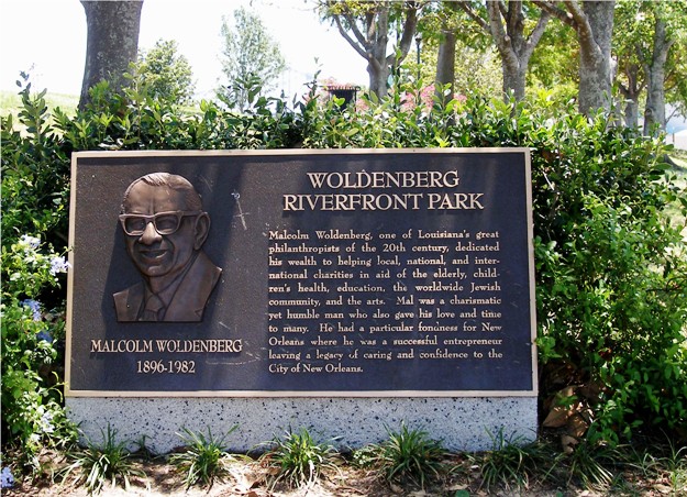 Woldenberg Riverfront Park, by the French Quarter.  (It is basically adjacent to the spot where we got on the John James Audubon for the WESS cruise.)  Named for Malcolm Woldenberg, a local Jewish entrepreneur and philanthropist.
